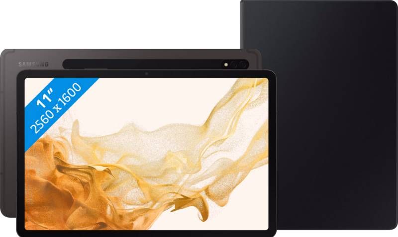 Samsung Galaxy Tab S8 11 inch 256GB Wifi Grijs + Book Case Zwart